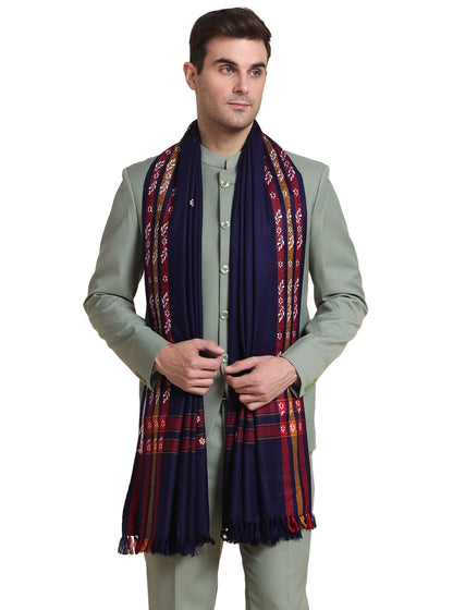 Weavers Villa Mens Acro Wool Blended Shawl - Handloom Border Pattern - Stoles for Men - Gents Shawls - Soft & Warm Wrap - Ideal