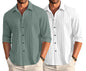 Macsivo Combo Of MenS Casual Button Down Shirts Long Sleeve Linen Shirt Fashion Textured Beach Summer Shirt Pack Of 2