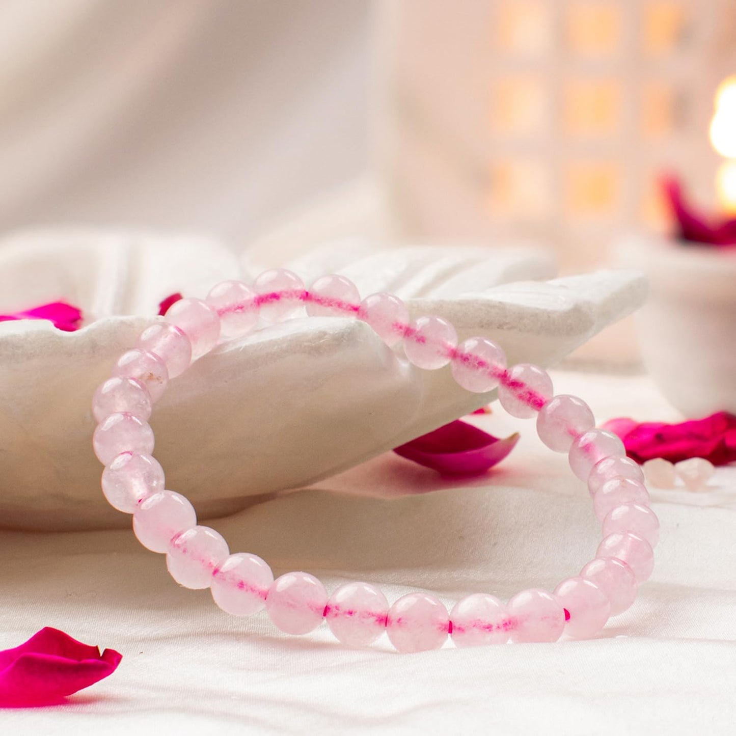 Astrotalk Rose Quartz Bracelet for Women (6mm Beads) | Rose Quartz Crystal of Love for Self-Love & Emotional Healing | Hand Bracelet for Women | Gift for Woman | Valentine Gift for Girlfriend