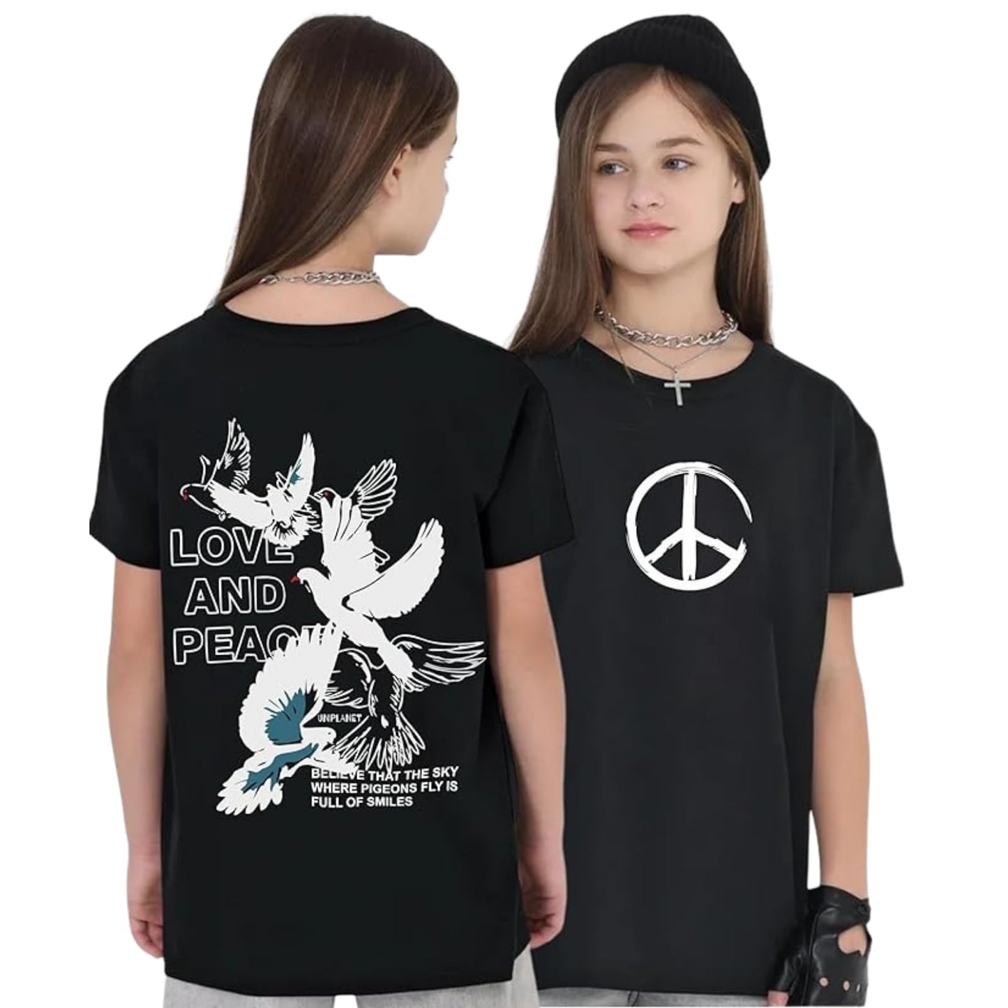Uniplanet Store GirlS Cotton T Shirt With Half Sleeves Round Neck Line Graphic Prints Regular Fit And Standard Length Black