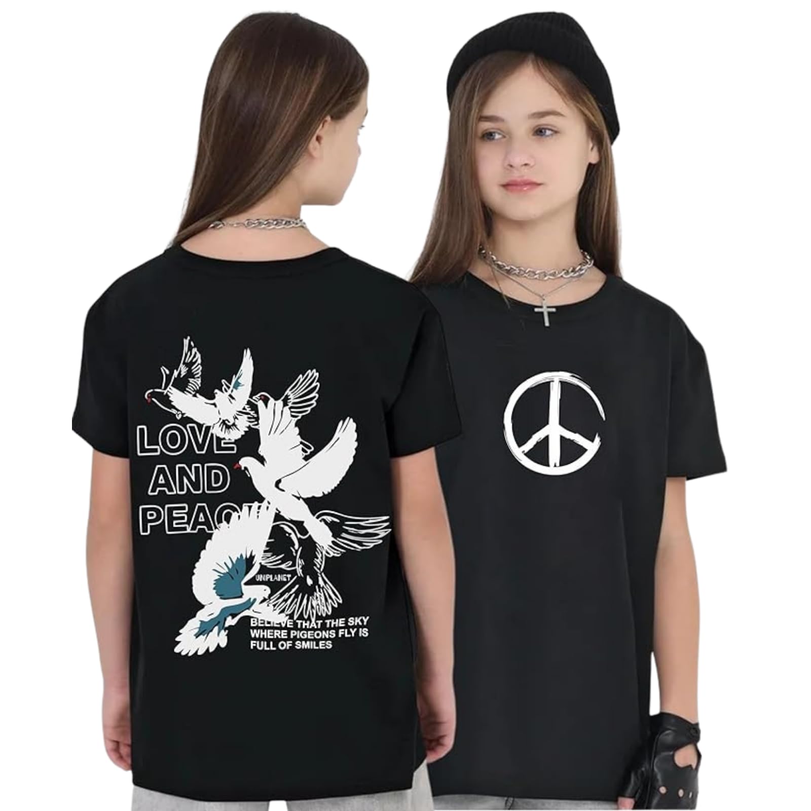 Uniplanet Store GirlS Cotton T Shirt With Half Sleeves Round Neck Line Graphic Prints Regular Fit And Standard Length Black