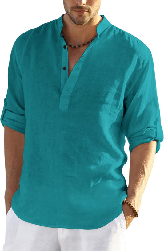 Hemadhav MenS Regular Fit Cotton Blend Casual Kurta Rama