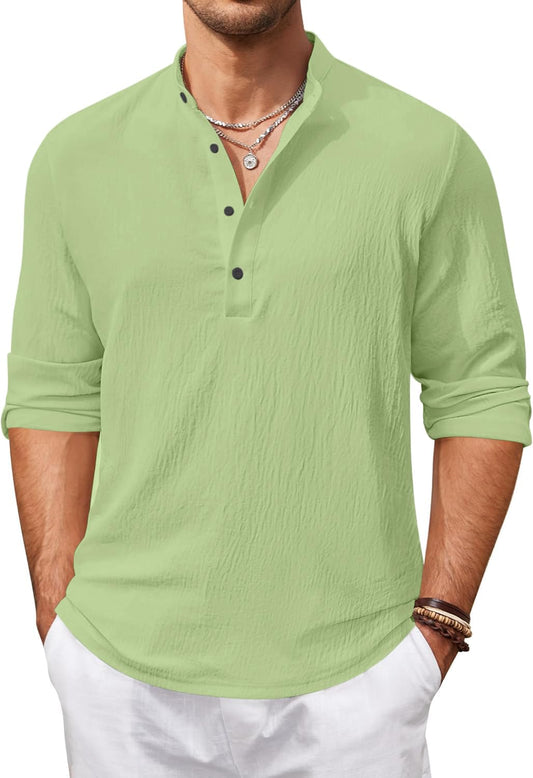 Zartha MenS Regular Fit Solid Pattern Cotton Blend Kurta With Spread Collar Long Sleeve And Standard Length | Shirt For Man Lig