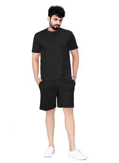 ELLITI Cotton Blend Casual Round Neck Half Sleeve Oversized Co-ord Set Mens, Pyjama Set, Sleepwear Loungewear T-Shirt and Short