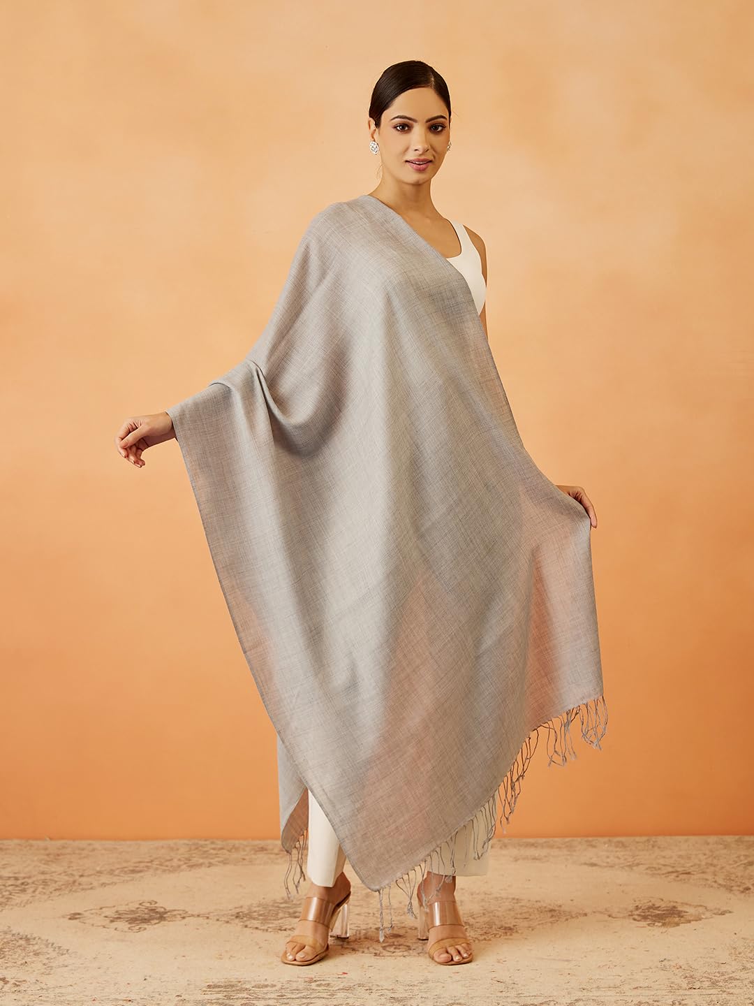 Pashmoda Women Rahmat Fine Wool Melange Stole (Size 28x80 Inches)