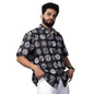 Brown Culture MenS Cotton Blend Abstract Print Shirt With Spread Collared Half Sleeves Standard Length And Button Down Closure