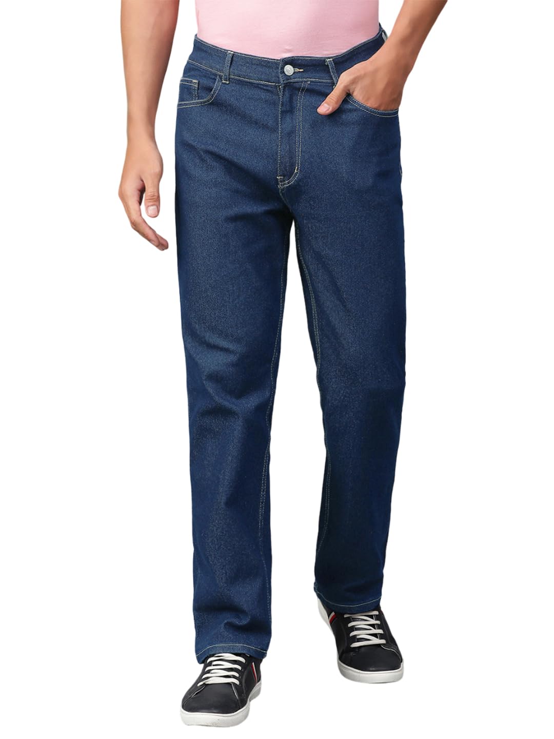 Kotty MenS Solid Mid Rise Comfortable And Strechable Stylish Jeans(Blue,28)