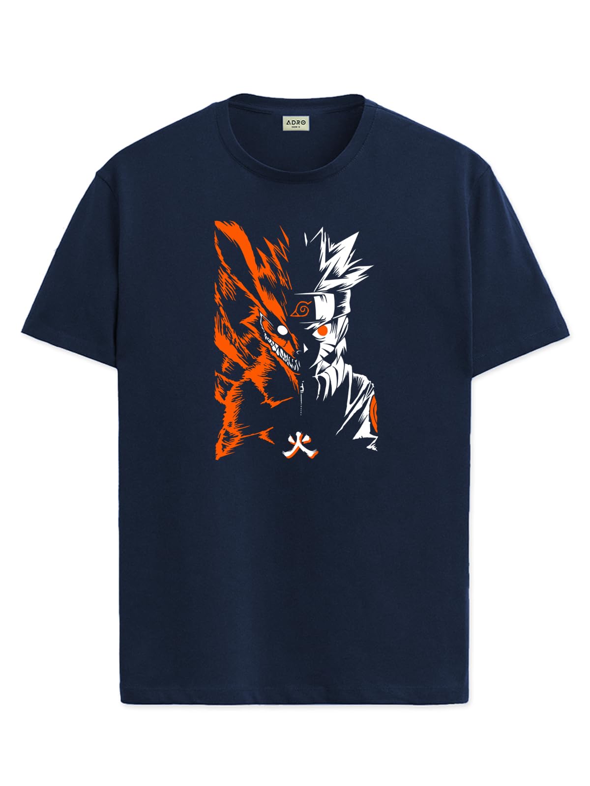 ADRO Mens Anime Naruto T Shirt - Premium Cotton Anime Tshirt - Perfect for Naruto Fans Print and Comfortable Fit Navy Blue T-Shi