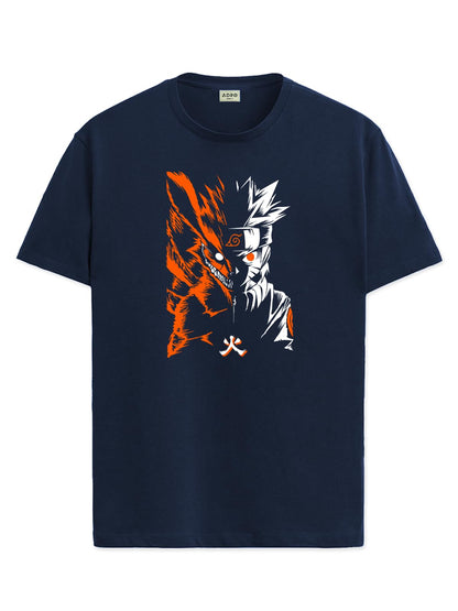 ADRO Mens Anime Naruto T Shirt - Premium Cotton Anime Tshirt - Perfect for Naruto Fans Print and Comfortable Fit Navy Blue T-Shi