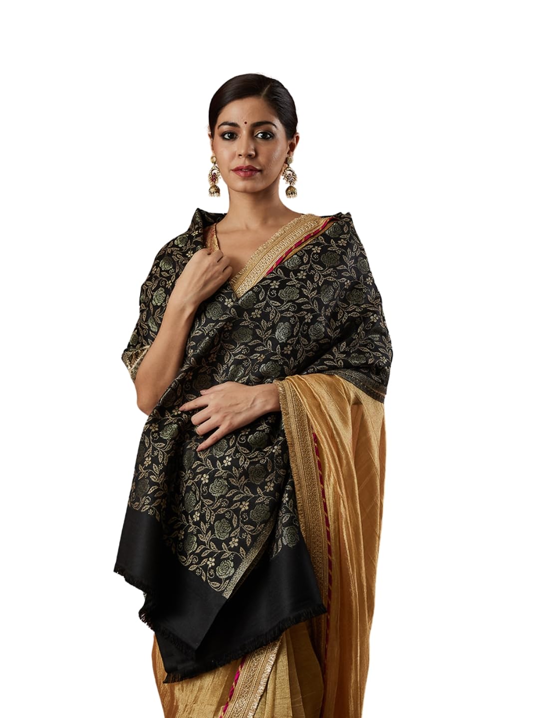 Pashmoda Women Gulnari Kaani Wool Blend Stole (Size : 71X203 CM)