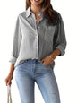 Indoprimo Striped Shirt For Women Full Sleeve Stylish Oversize Fit Shirt