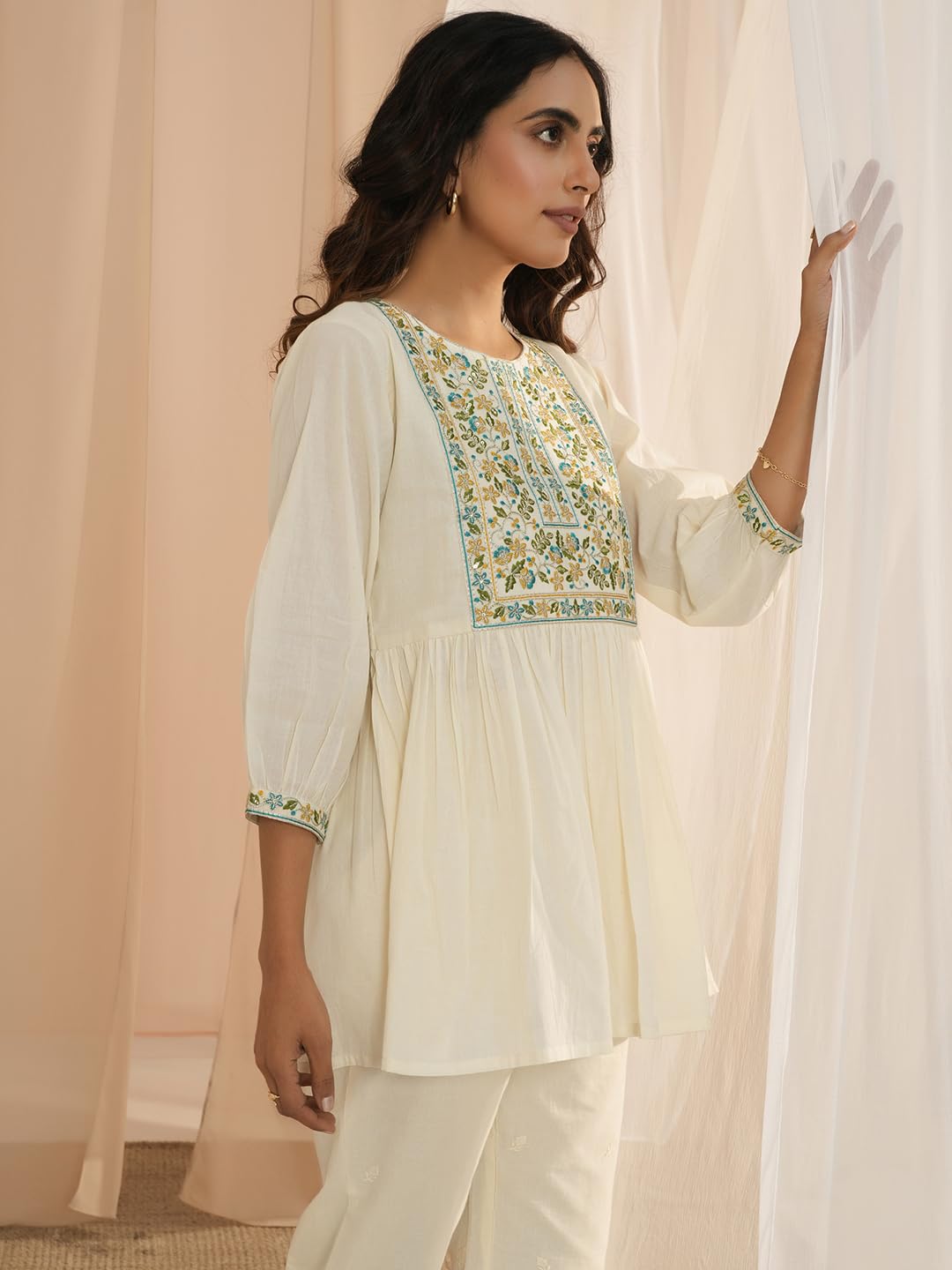 Libas Womens Yoke Design Cotton A-Line Kurti For Women
