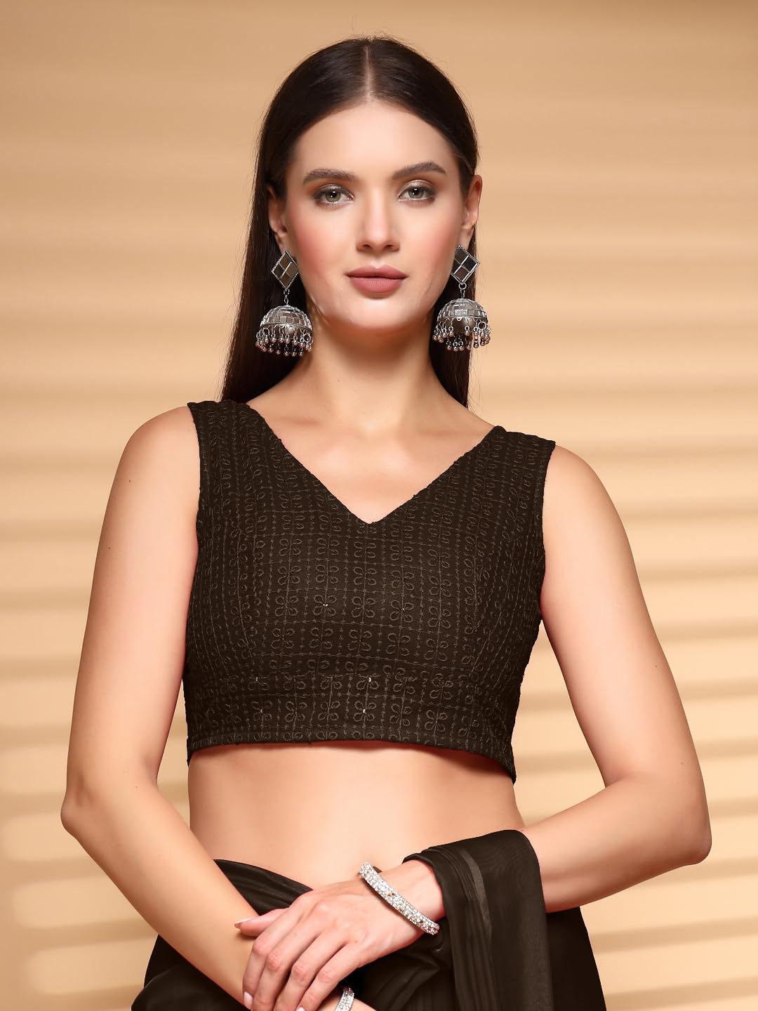 Oomph! Readymade Blouse For Women, Cotton, Sleeveless, V-Neck, Rbbl601