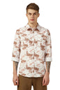 Dennis Lingo Men Brown Aop Relaxed Fit Full Sleeve Spread Collar Shirts