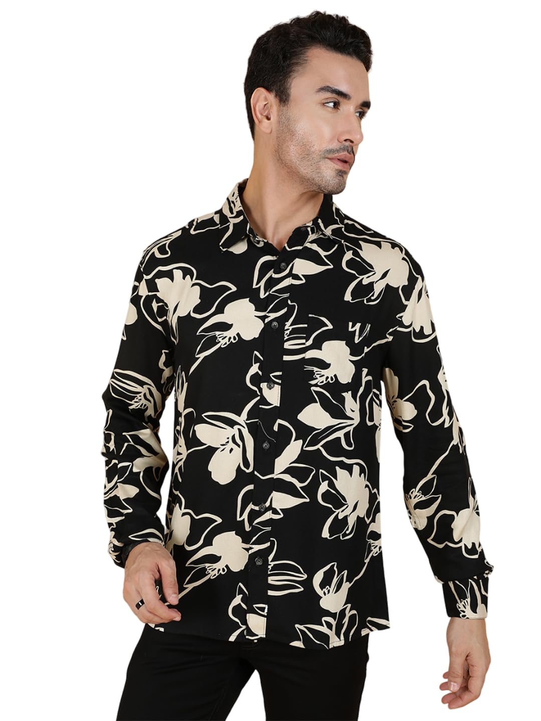 Kotty Mens Printed Rayon Full Sleeves Shirts(Multicolor,L)
