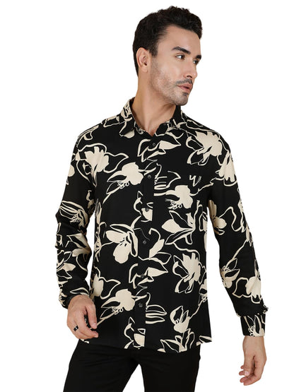 Kotty Mens Printed Rayon Full Sleeves Shirts(Multicolor,L)