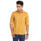 Turtle Men 100% Cotton Slim Fit Mustard Printed Casual Shirt