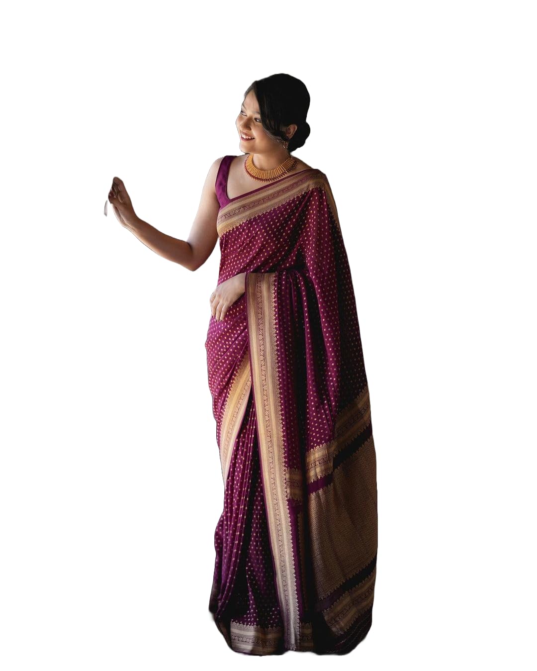 Yashika Womens Banarasi Kanjivaram Cotton Silk Woven Saree with Unstitched Blouse Material (AZ-YS-OG-PADMA PURPLE)