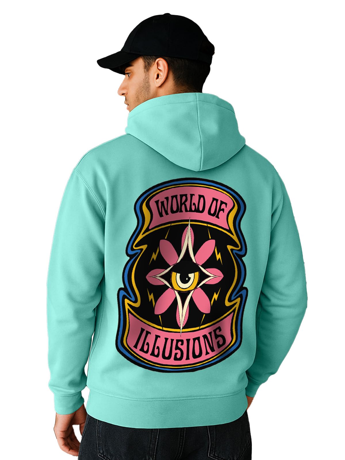 Veirdo Mens Cotton Poly Fleece Regular Fit Graphic Print Hoodie