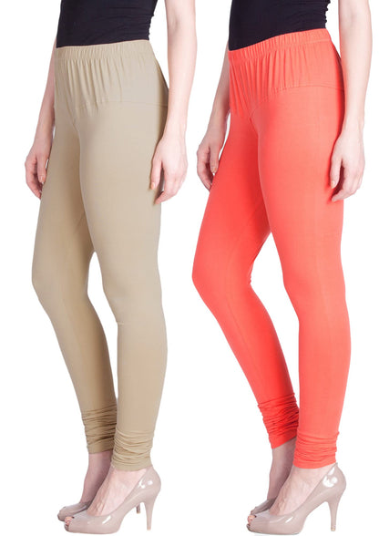 Lyra Cotton Premium Churidar Leggings For Women (Pack Of 2)