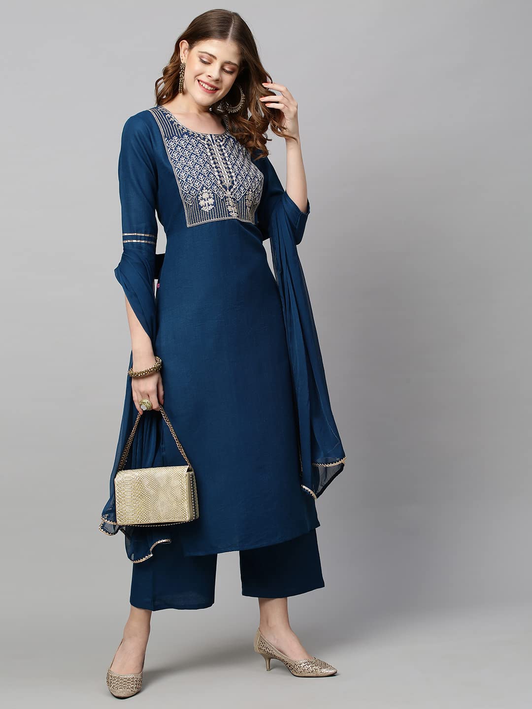 ANNI DESIGNER Women Cotton Blend Kurta Set