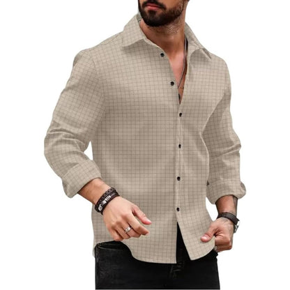 Deelmo MenS Regular Fit Checks Pattern Polyester Blend Shirt With Collared Neck Long Sleeve And Standard Length | Shirt For Man
