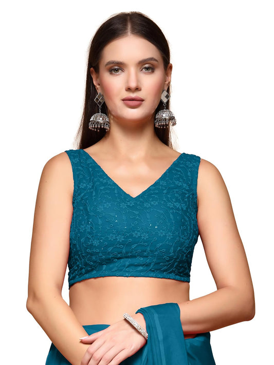 Oomph! Readymade Blouse For Women, Brocade, Sleeveless, V-Neck, Rbbl618