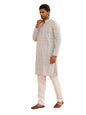 SOJANYA (Since 1958, Men's Cotton Embroidered With Gold Seqence & White Pyjama Set::Size-36