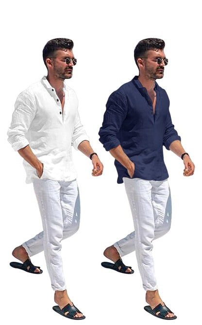 Zartha MenS Regular Fit Solid Pattern Cotton Blend Kurta With Spread Collar Long Sleeve And Standard Length | Shirt For Man