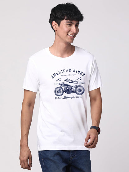 ADRO Men's Regular Fit T-Shirt (RNR-M-AME-WH)