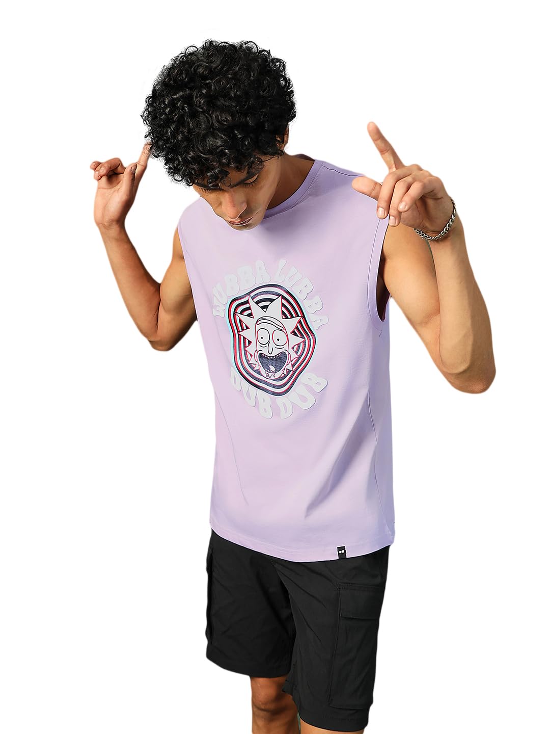 Bewakoof X Official Rick and Morty Merchandise Mens Dont Even Trip Dawg Graphic Printed 100% Cotton Vest - Boxy Fit, Round Nec