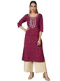 Libas WomenS Cotton Woven Design Straight Kurta (26969_Maroon