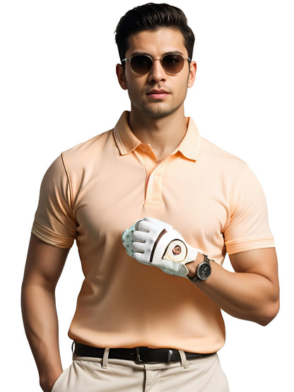 Mens Premium Cotton Polo T-Shirt | 220 GSM Soft Fabric | Casual Stylish Look | Contrast Collar Design Peach Polo T Shirt | Polo
