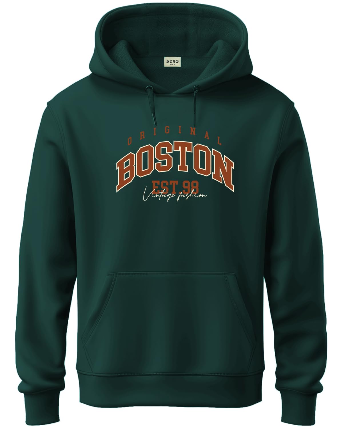 ADRO Mens Cotton Neck Hooded Sweatshirt (H24-BOST-GRN_Green
