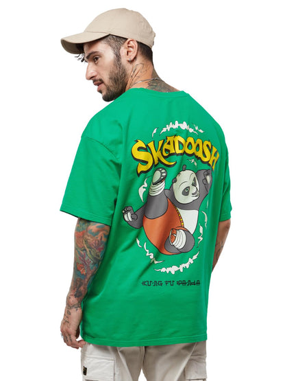 The Souled Store Official Kung Fu Panda: Skadoosh Mens and Boys Half Sleeve Oversized fit Graphic Printed Cotton and Polyester G