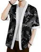 Eyebogler Men Cotton Blend Casual Printed Open Shrug Black White