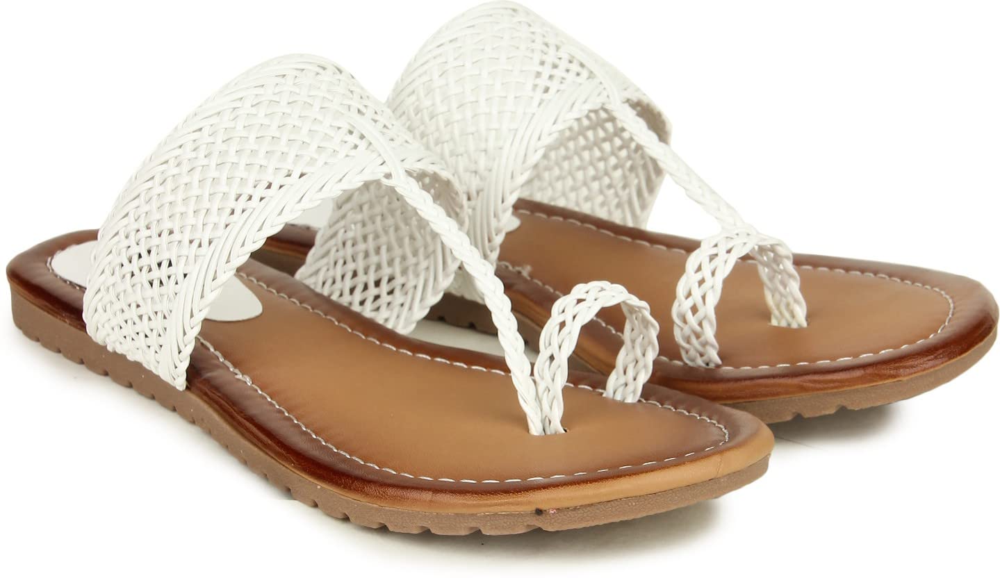 Shoetopia Womens White Stylish Trending Flats-Eu38