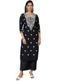 Libas WomenS Viscose Rayon Embroidered Straight Kurta (37140R_Black
