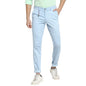 Turtle Men Cotton Stretch Striped Narrow Fit Light Blue Casual Trouser