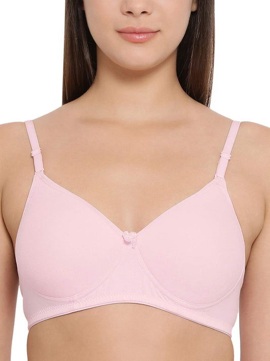 Clovia Womens Cotton Padded Non-Wired Multiway T-Shirt Bra (BR1049P22_Pink_38C)