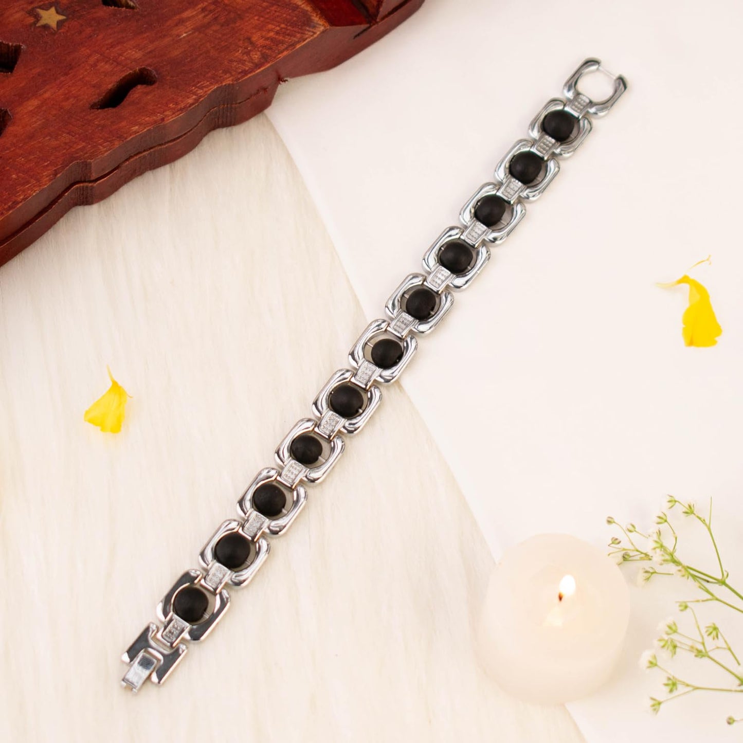 Astrotalk Metal Karungali Bracelet (Silver) | Certified Ebony Wood | Powerful Spiritual Protection, Emotional Balance & Positivity | Bracelet for Man & Women | Gift for Man & Woman