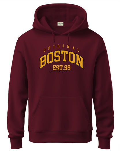 ADRO Mens Cotton Neck Hooded Sweatshirt (H24-BOST-MR_Maroon
