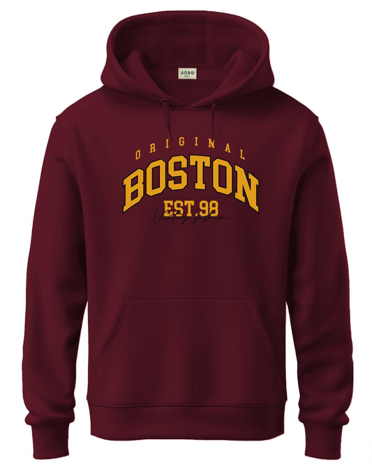 ADRO Mens Cotton Neck Hooded Sweatshirt (H24-BOST-MR_Maroon