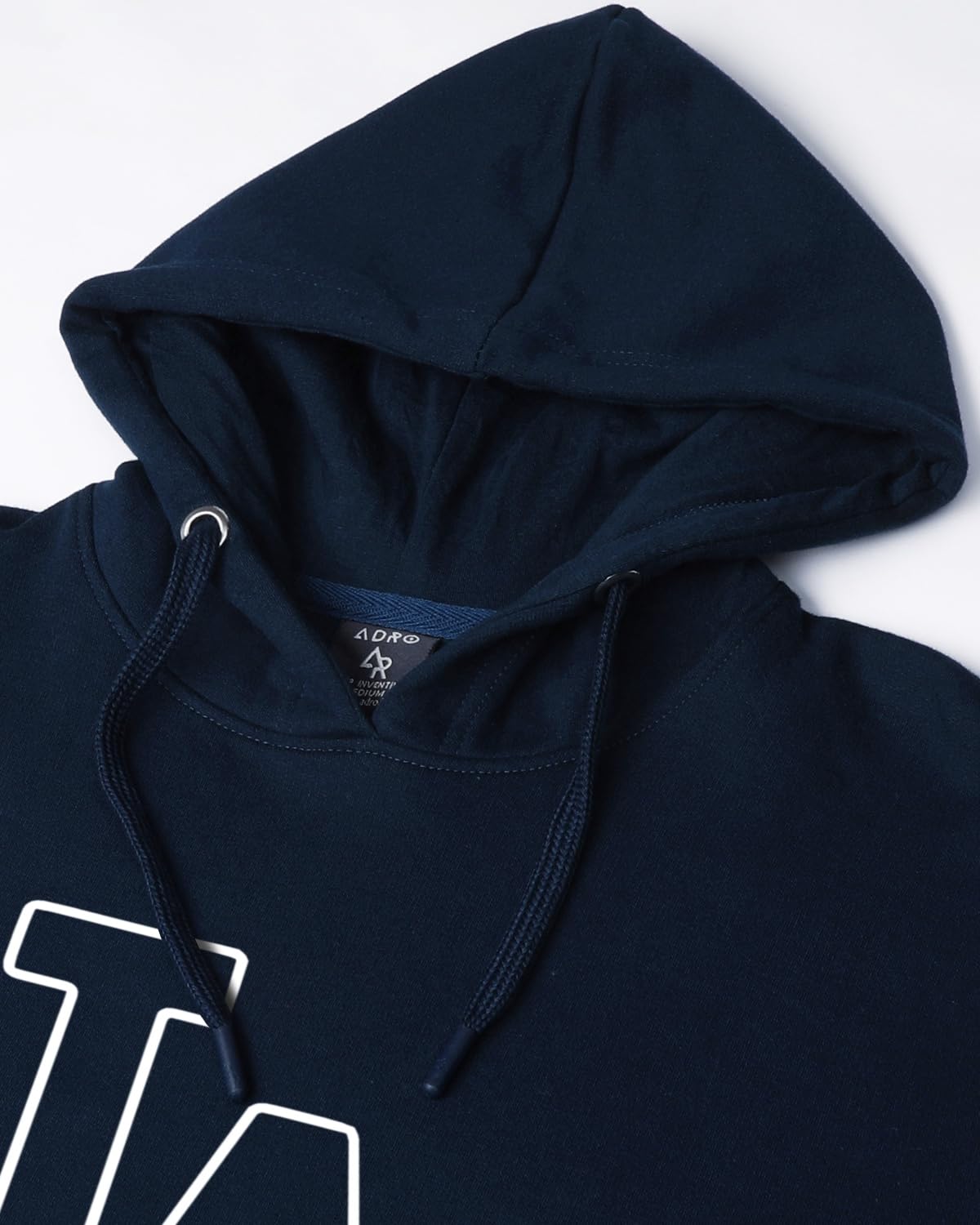 ADRO Men's Cotton Neck Hooded Sweatshirt (H24-LA-NB_Navy Blue