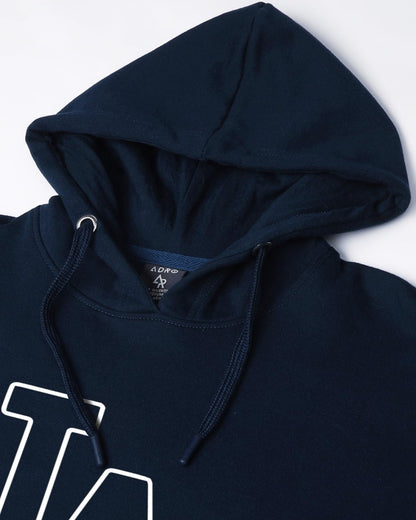 ADRO Men's Cotton Neck Hooded Sweatshirt (H24-LA-NB_Navy Blue