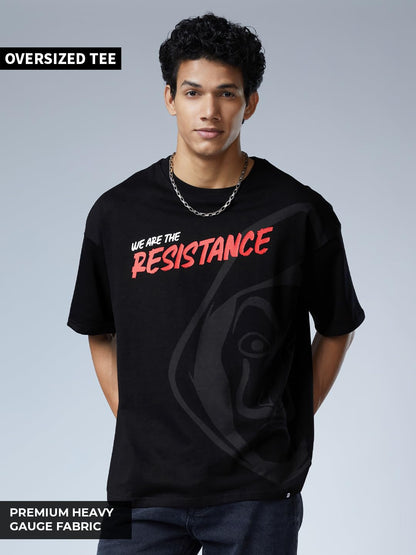The Souled Store Money Heist: We are The Resistance Men Oversized T-Shirts Black