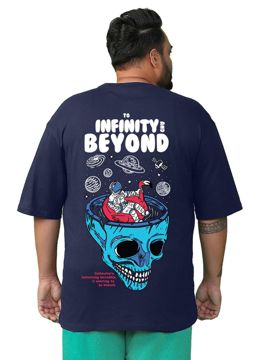 Bewakoof Mens Graphic Print Oversized Fit Half Sleeve Round Neck Cotton Plus Size T-Shirt_634100_Blue_3XL