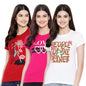 Preneum Womens Cotton Regular Fit Latest Graphic Stylish Printed Short Sleeves Casual T-Shirt || Trending & Styles (Pack 3), Re