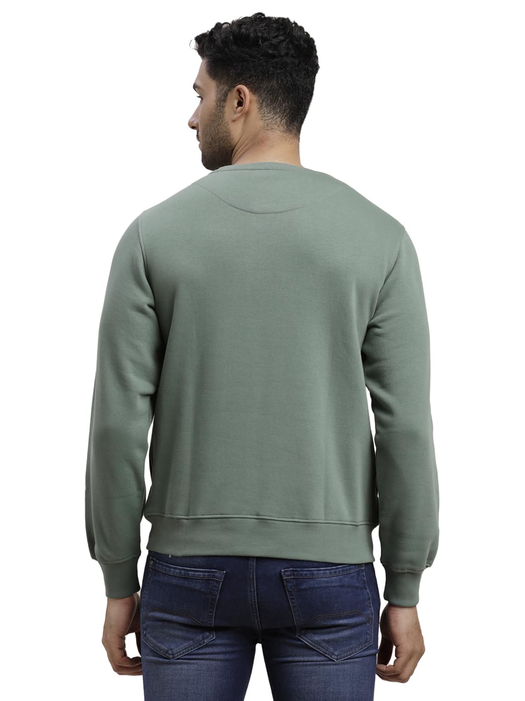 Turtle Men Knitted Slim Fit Full Sleeve Spanish Green Sweatshirt