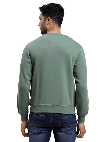 Turtle Men Knitted Slim Fit Full Sleeve Spanish Green Sweatshirt
